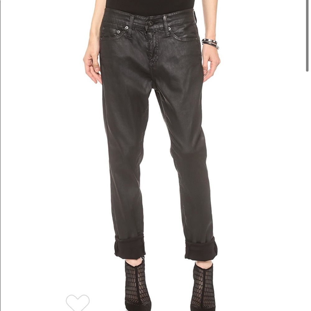 AG The Beau Skinny Slouchy Coated Jeans